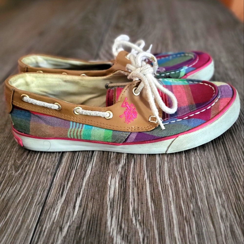 Polo plaid boat shoes